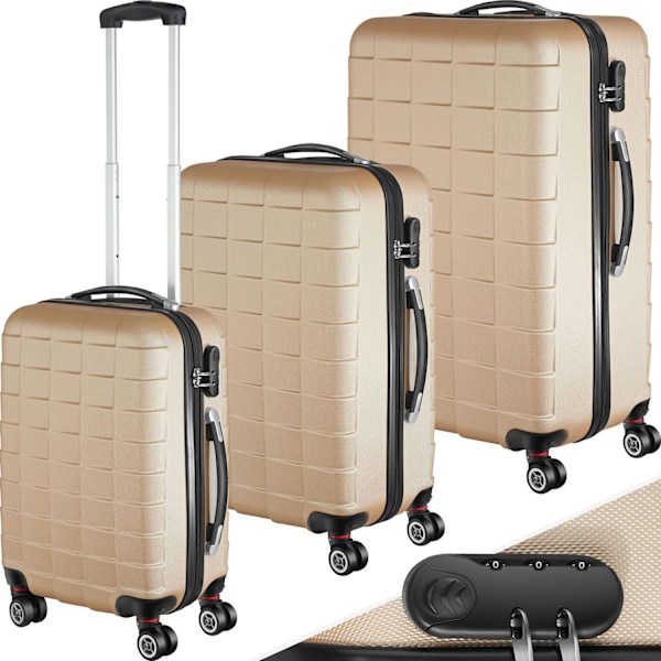tectake Kuffertsæt 3-dele hardcase -  champagnefarvet Champagne one size