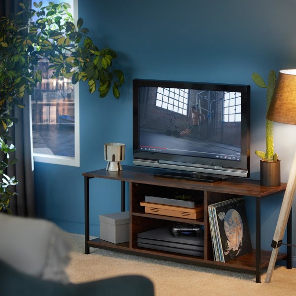 tectake Tv-bord med 4 åbne rum og justerbar hylde - 120 cm Dark brown