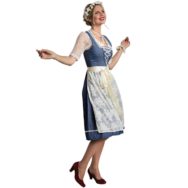 tectake Kvinde midi dirndl kostume Kleinwalsertal model 2 White S