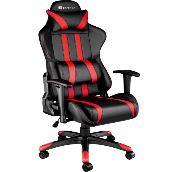 tectake Premium gamer stol -  sort/rød Red