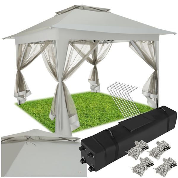 tectake Havepavillon Carabobo 3,64x3,64x2,94m -  grå Grey
