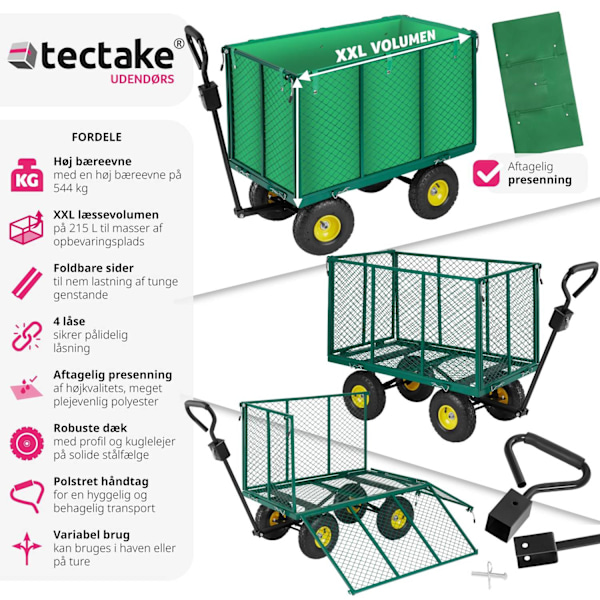 tectake Trækvogn XXL maks 544kg. Green