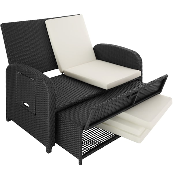 tectake Polyrattan havesofa Kreta med overtræk -  sort Black