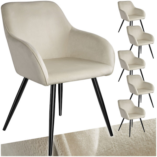 tectake Stol Marilyn velour -  creme/sort Multicolor