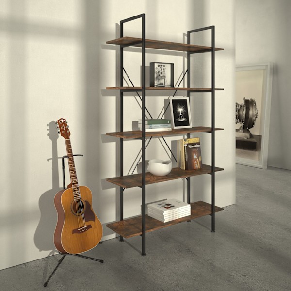 tectake Reol Glasgow 106 x 34,5 x 179,5 cm -  Industrielt mørkt træ, rustikt Dark brown
