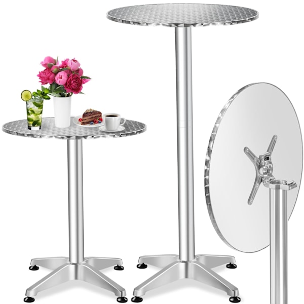 tectake Cafebord i aluminium Ø60cm - 5,8 cm 5,8 cm Grey