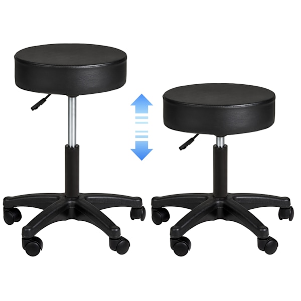 tectake Taburet med hjul -  sort Black