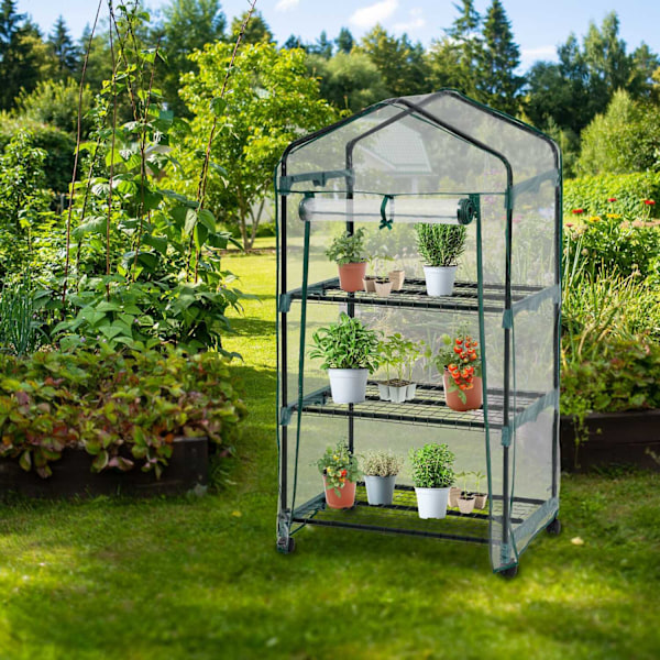 tectake Drivhus til altan 69x49x133cm Transparent