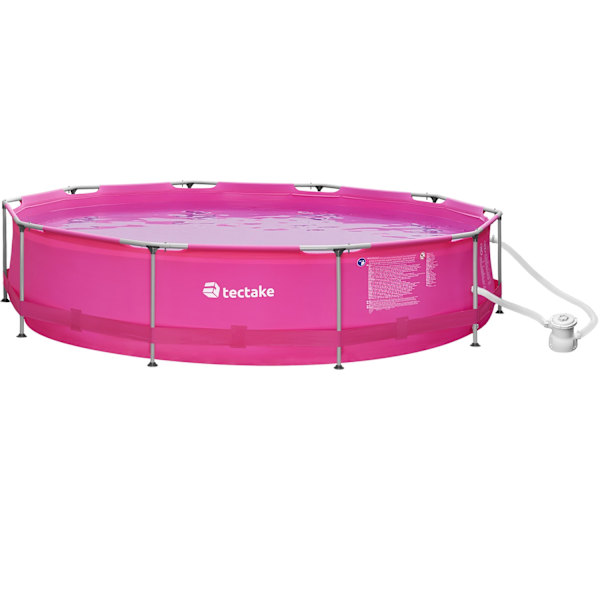 tectake Badebassin rund med pumpe Ø 360 x 76 cm -  pink Pink