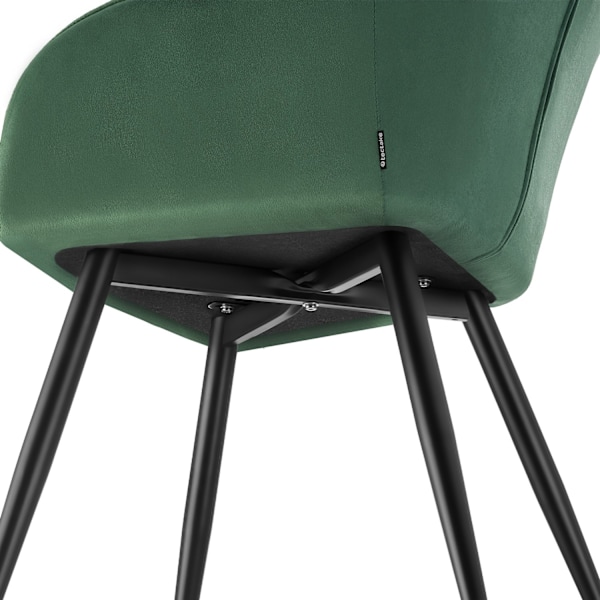 tectake Stol Marilyn, velour, quiltet -  mørkegrøn/sort Dark green