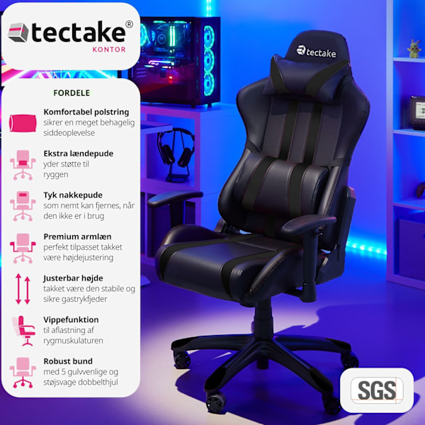 tectake Premium gamerstol -  sort Black