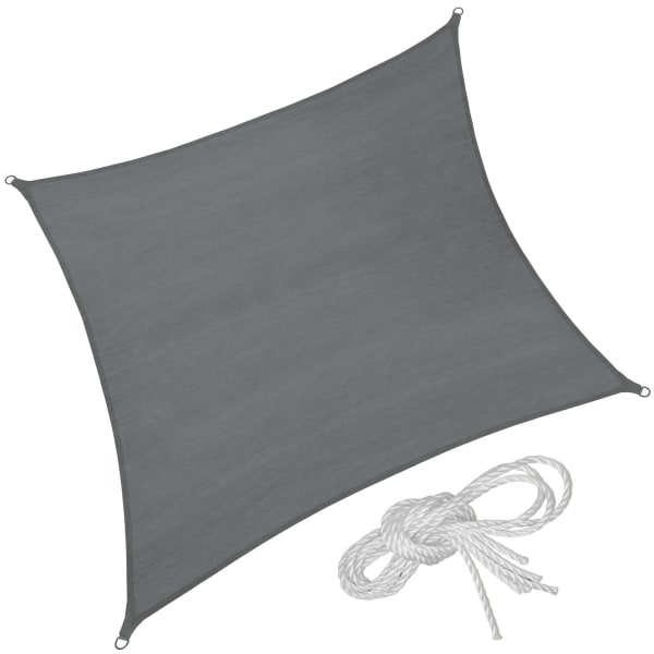 tectake Solsejl firkantet, grå - 300 x 300 cm 300 x 300 cm Grey