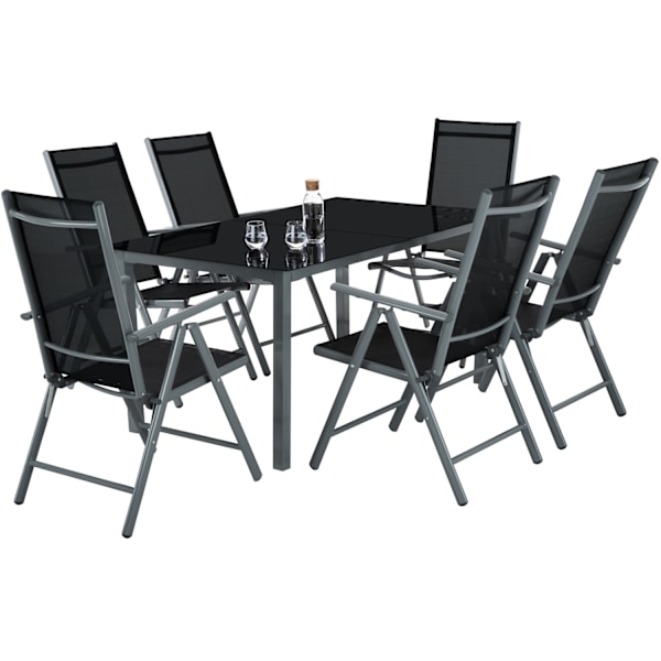 tectake Aluminium havemøbler, bord og 6 stole -  anthrazit Graphite grey