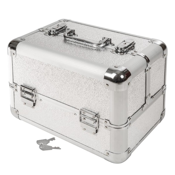 tectake Makeup kuffert  med 4 rum -  grå Grey