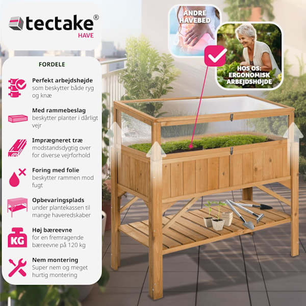 tectake Højbed med opsats 119x53x124cm Brown
