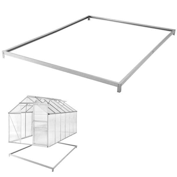 tectake Drivhus af aluminium med fundament, 185x375x195cm Transparent