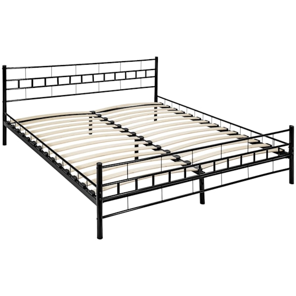 tectake Sengeramme med lameller - 200 x 180 cm Black one size