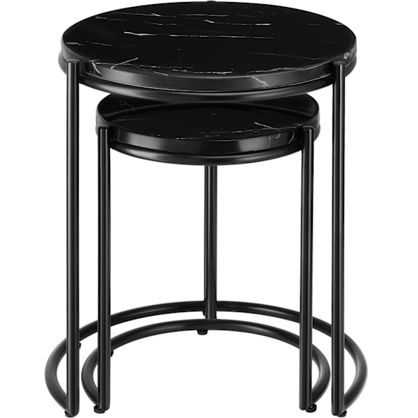 Sidebord Ellsa, marmorplade, stålramme - sort/sort,Sæt med 2 stk. Black