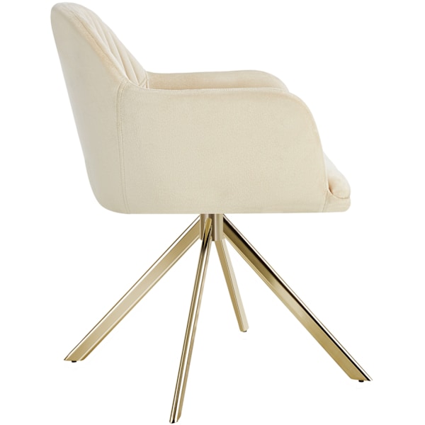 tectake Stol Lona, velour med polstring -  creme/guld creme/guld