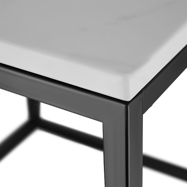 Marmor sidebord Alysia, kvadratisk - sort/hvid White
