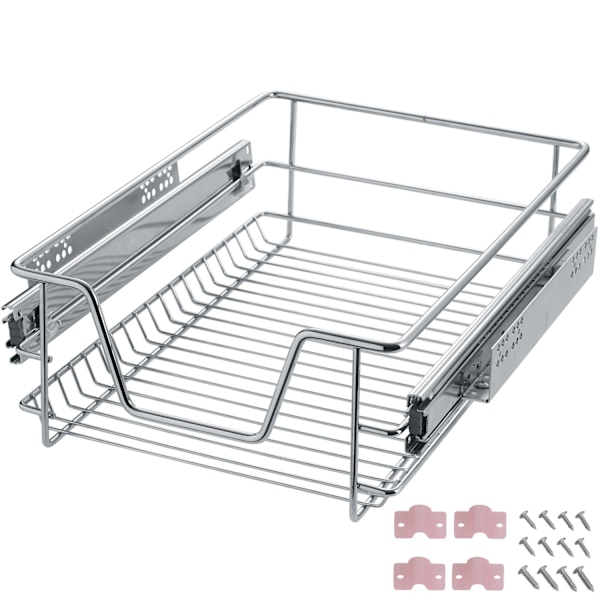 tectake Trådkurve, sæt med 4 stk. til køkken- og soveværelsesskabe - 40 cm 40 cm Grey