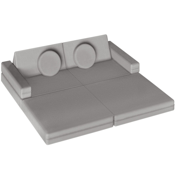 tectake Børnesofa Lilly, 8-delt, med sovefunktion - 120 cm Grey
