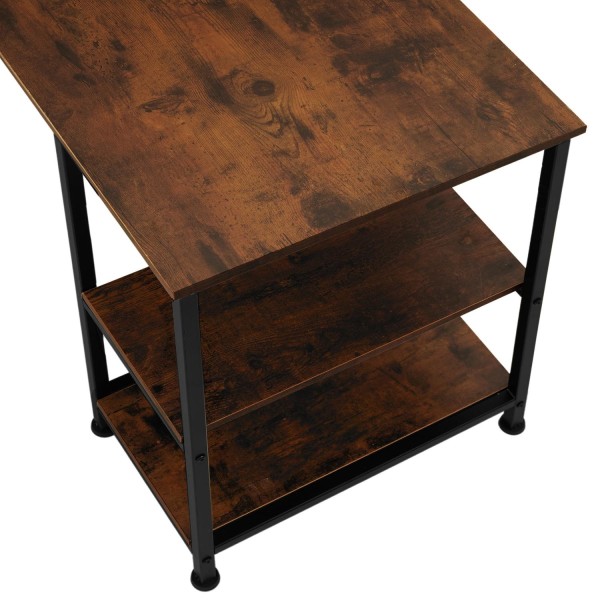 tectake Skrivebord Hamilton 138x138x75,5cm -  Industrielt mørkt Dark brown