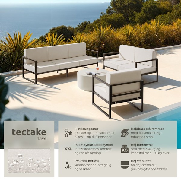 tectake Loungesæt Comosa til 6 personer, XXL-polstring Beige