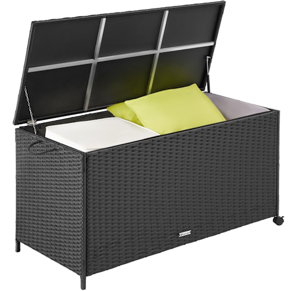 tectake Hyndeboks med aluminiumsramme og hjul 297L, 117x54x64cm -  sort Black