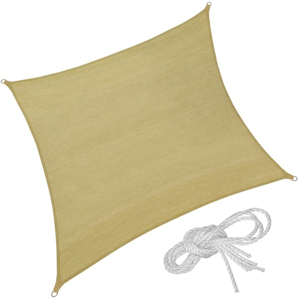 tectake Solsejl firkantet, beige - 360 x 360 cm 360 x 360 cm Beige