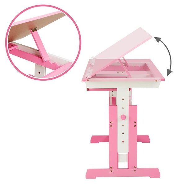tectake Børneskrivebord med kant -  pink Pink