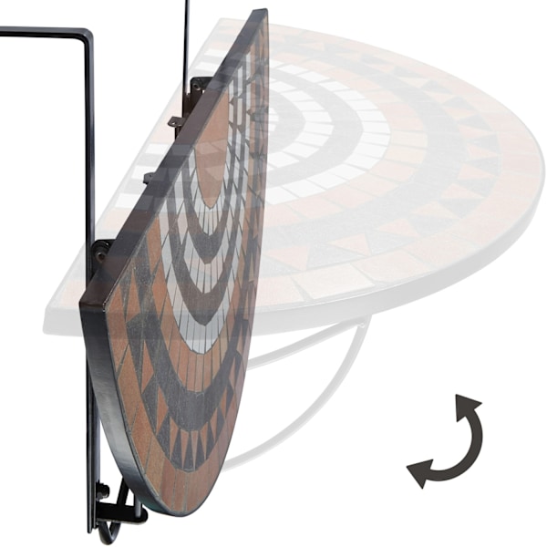 tectake Sammenklappeligt altanbord Mosaik 75x65x62cm -  terracotta/hvid Orange
