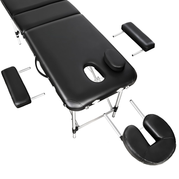 tectake Massagebriks med 2 zoner, polstring, massageruller og aluminiumsstel -  sort Black