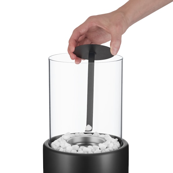 tectake Bioethanol pejs Damine, varmebestandig, 2 brændkamre Black