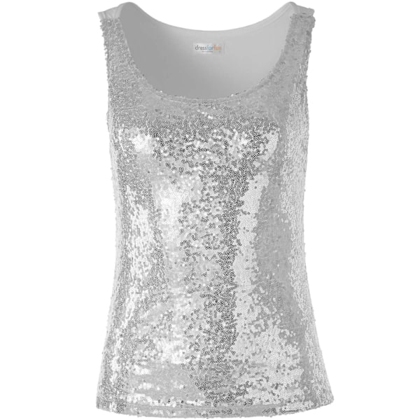 tectake Paillet-top sølv Silver XXL