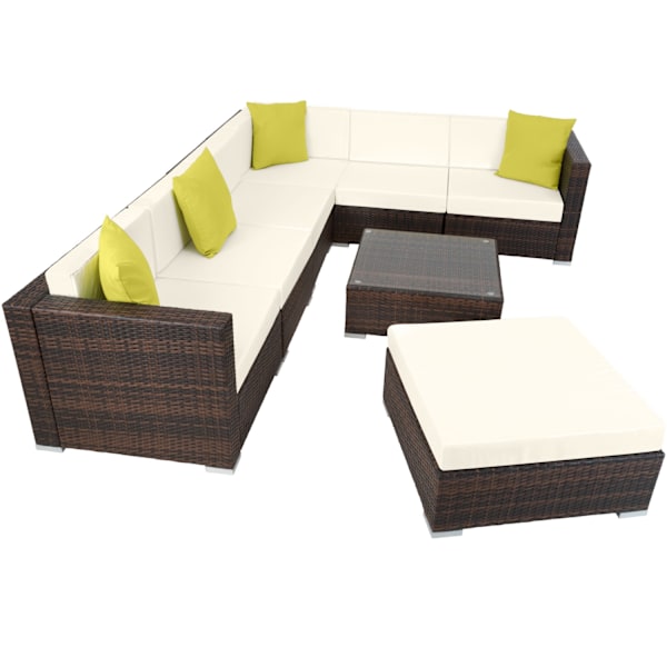 tectake Polyrattan loungesæt Marbella - brunmeleret brunmeleret Brown