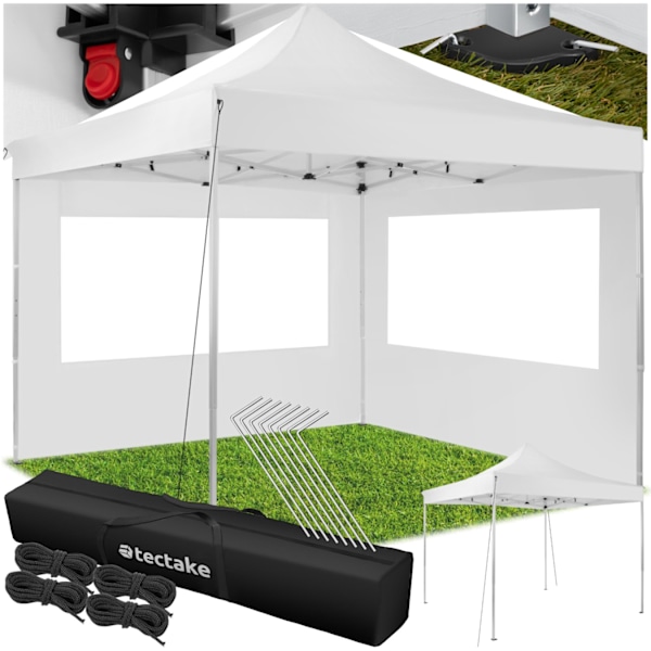 tectake Easy up pavillon Olivia 3x3 m med 2 sidestykker -  hvid White