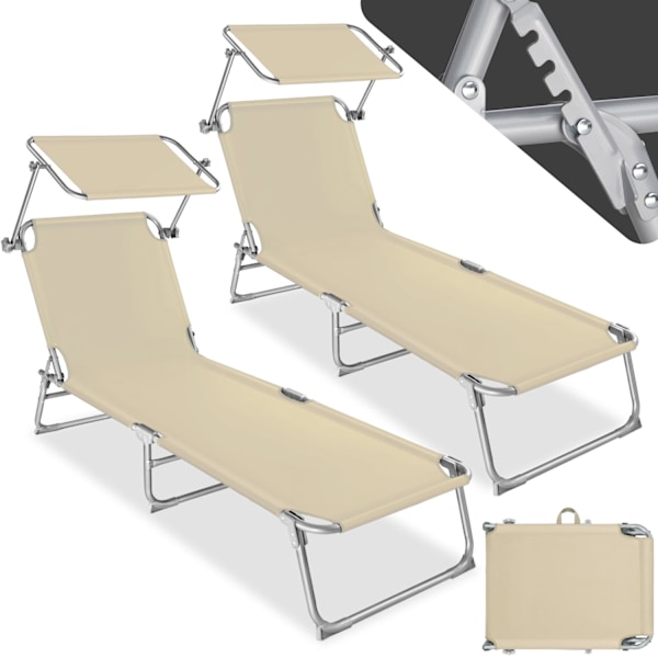 tectake Solseng med 4-trin, 2 stk. -  beige Beige