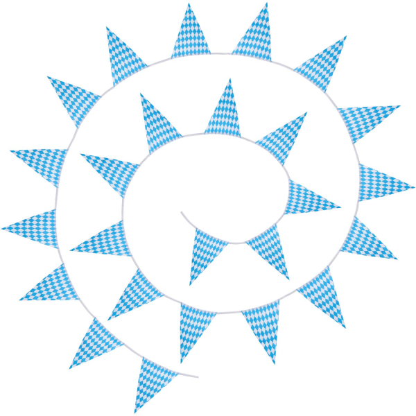 tectake Vimpel flagguirlande med rombemønster blå-hvid White