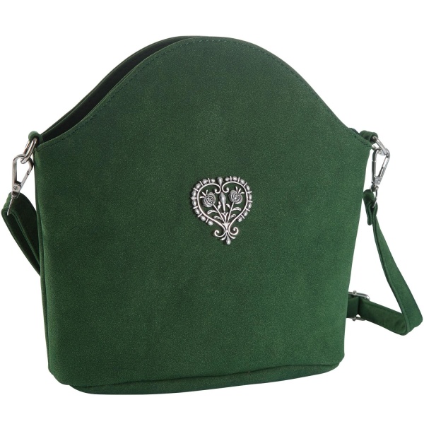 tectake Håndtaske velour-look med hjerte -  grøn Green one size