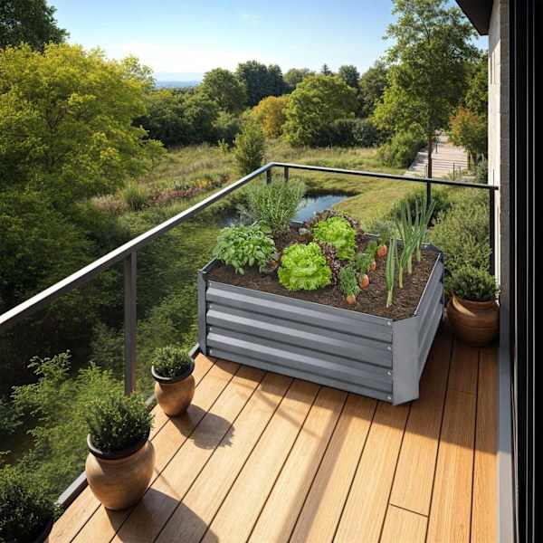 tectake Højbed Valeriana galvaniseret 80x60x30cm Grey