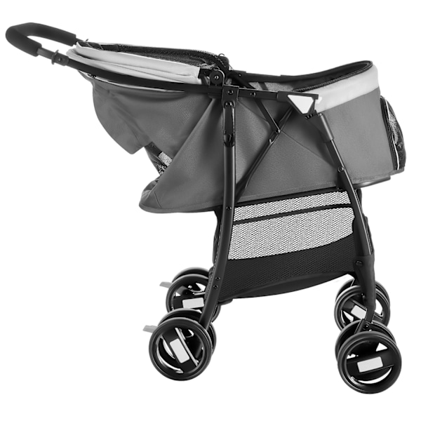 tectake Hundeklapvogn Eddy, sammenklappelig, affjedret, 2 sikkerhedsseler Light grey