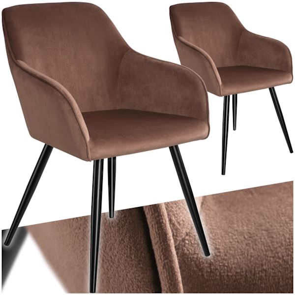tectake Stol Marilyn velour -  brun/sort Black