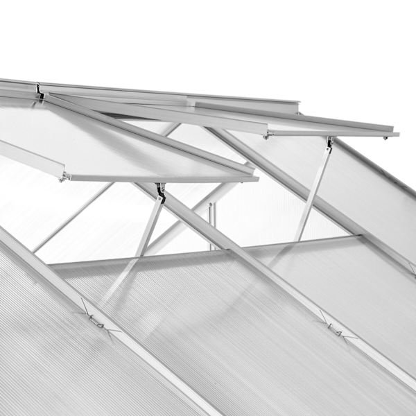 tectake Drivhus af aluminium med fundament, 185x250x195cm Transparent