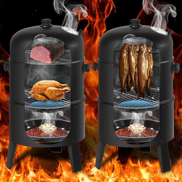 tectake 3-i-1 BBQ grill inkl. termometer Black
