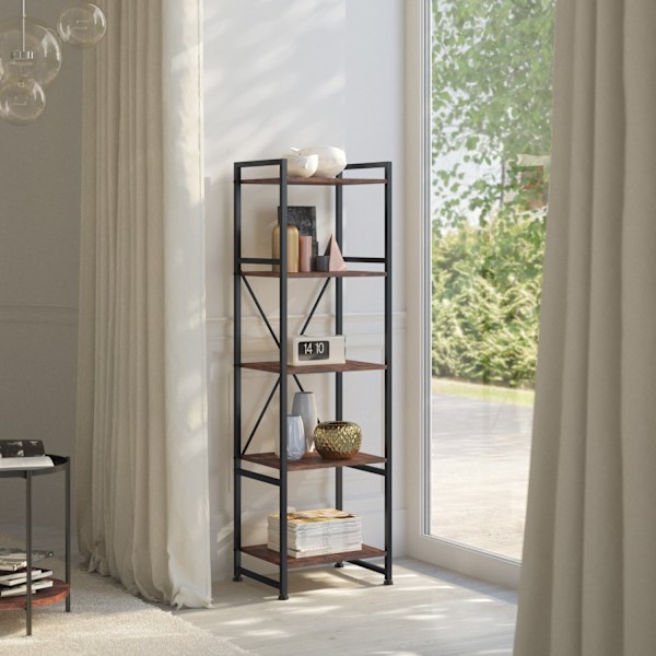 tectake Reol Manchester 47,5 x 34,5 x 151,5 cm -  Industrielt mørkt træ, rustikt Dark brown