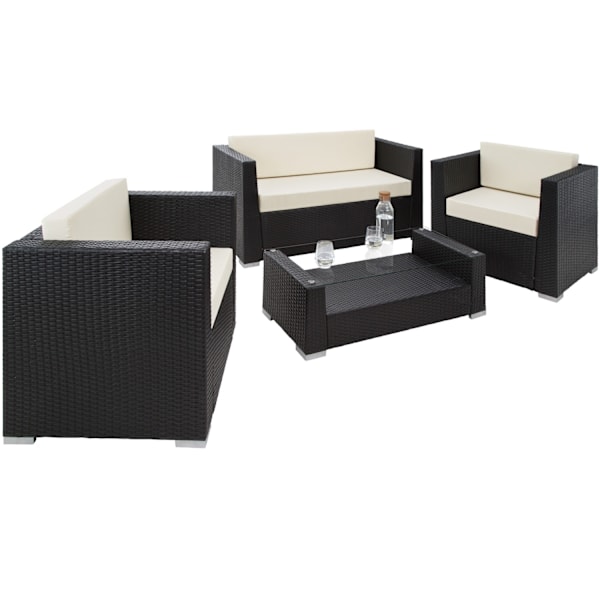 tectake Polyrattan loungesæt München -  sort Black