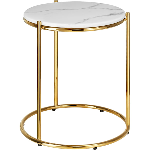 Sidebord Ellsa, marmorplade, stålramme - hvid/guld,pr. stk. hvid/guld