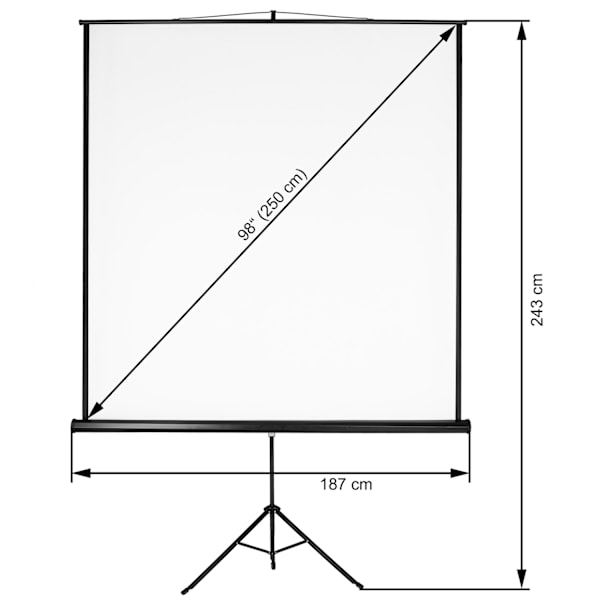 tectake Projektorlærred på stativ - 178 x 178 cm 178 x 178 cm White