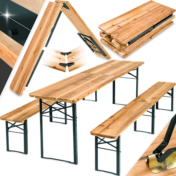 tectake Bord- og bænkesæt, foldbar Brown